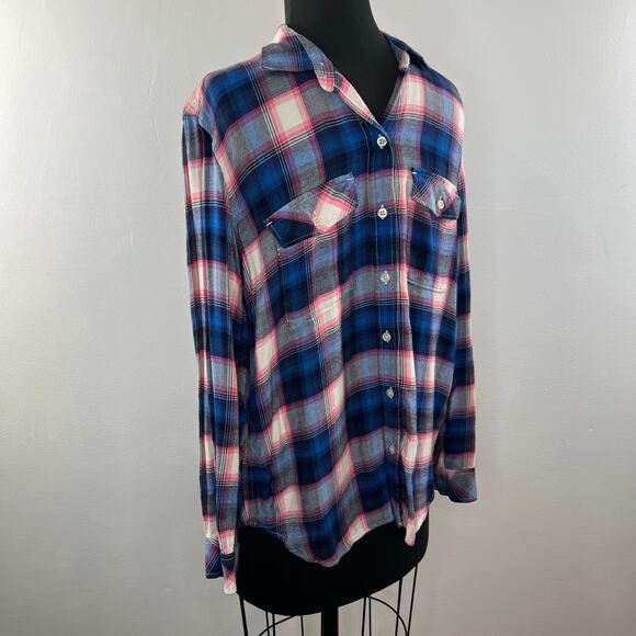 GAP Pendleton Blue White Top Plaid Long Sleeve Collared Pockets Button Up Size M - Picture 3 of 7
